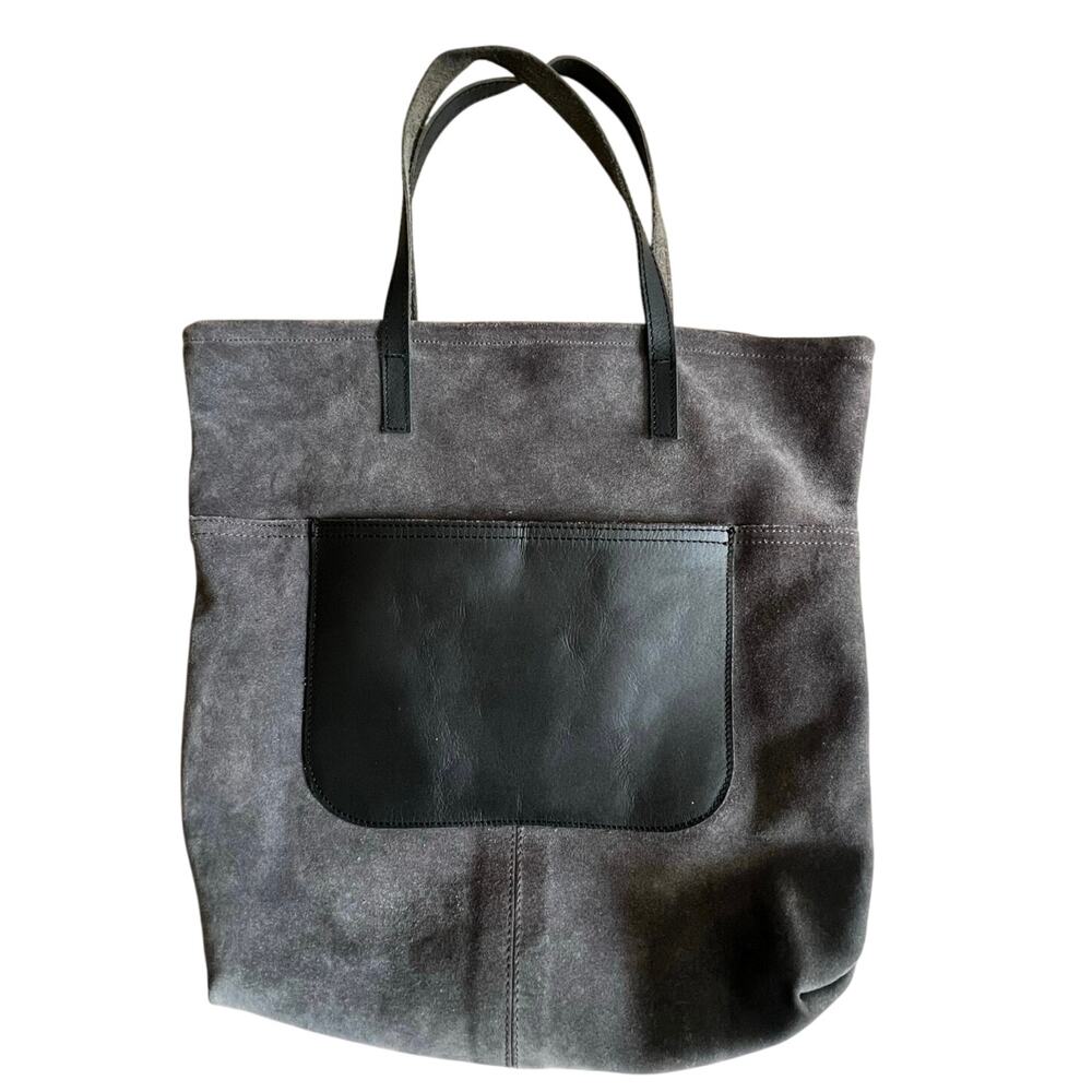 MONOPRIX femme Gray Suede Shoulder Bag.